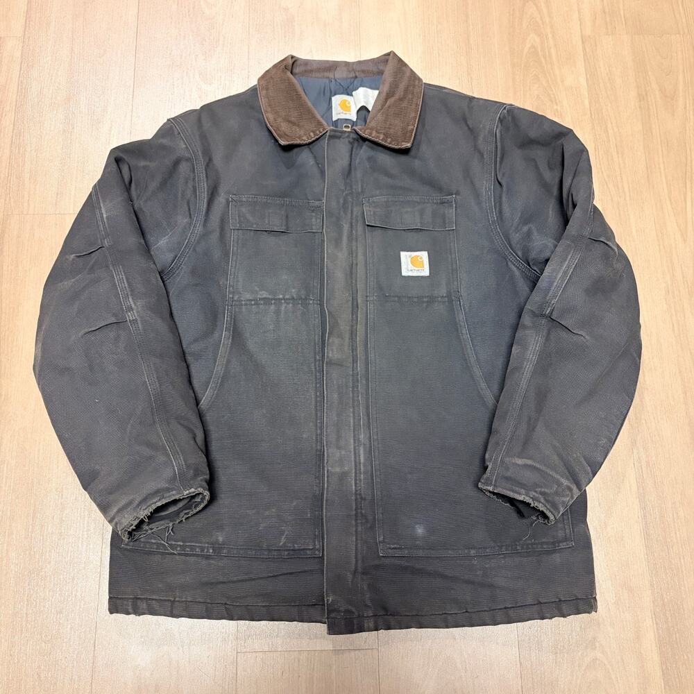 Vintage Carhartt Traditional Arctic Coat Mens M Black Distressed Work Jacket C03